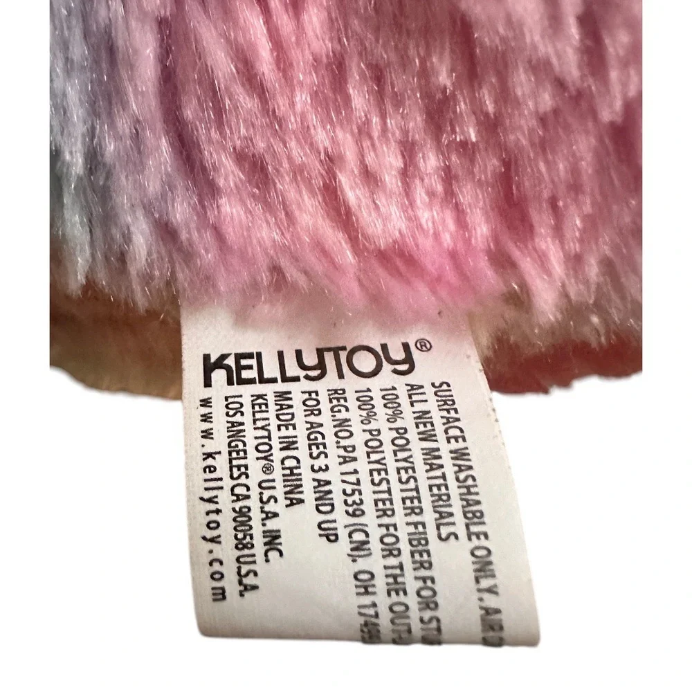 Kellytoy My Chubby Cat Fat Kitty Plush Soft Toy Rainbow Tie-dye Pastel Pink 11”